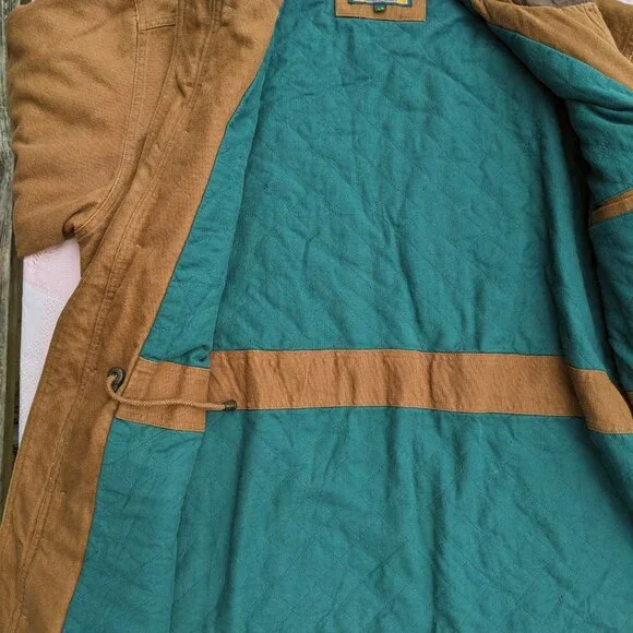 Vintage Barn Chore Jacket Men Large Canvas Leather Collar Farm Work Coat Quilted - Picture 12 of 16